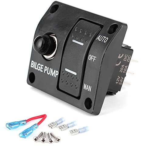 Bilgenpumpen-Schalttafel, 3-Wege-Bilgenpumpen-Schalttafel, Automatische Abschaltung, Manuell, 12 V, 24 V, Mit LED-Anzeige, Eingebauter 15-A-Leistungsschalter Für Autos, Fahrzeuge, Boote