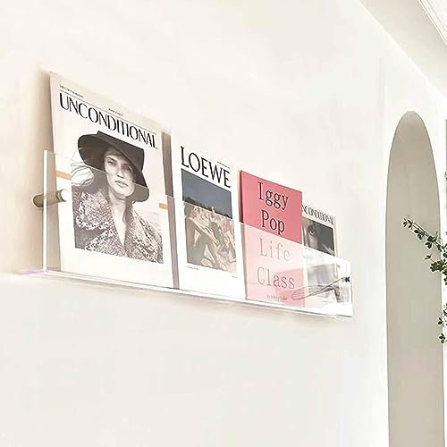HACSYP Prospektständer, Acryl-Broschürenständer, Wohnzimmer-Aufbewahrungsregale, durchsichtiger Zeitschriftenständerhalter zur Wandmontage, for Bücher/Kataloge/Literatur (Size : 100cm/39.4)