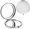 YUXIANLB Compact Mirror for Purse, Folded Double-Sided 2X Magnifying Travel Compact Mirrors, Portable Small Travel Makeup Mirror for Purse, Pocket and Bag, Gift for Women Mom (Round, Silver)