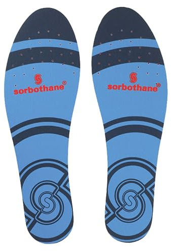 SORBOTHANE Shock Stopper Insoles Men & Women – Full-Length Shock Absorbing Full Strike Insoles for Running, Football, Tennis & High-Impact Sports – Antibacterial, Trim-to-Fit Inserts – Size UK 5-6.5