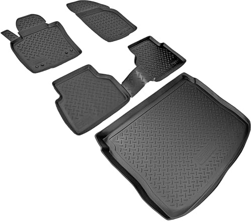 RECAMBO Gummimatten & Kofferraumwanne Set passend für VW Tiguan 5N | 2007-2016 | ohne Variosystem - 100% passgenaue Auto Fußmatten und Kofferraummatte aus hochwertigen rutschfesten TPE - Schwarz