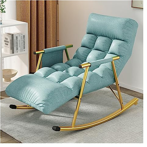 CUNTO Accent Klappbarer Schaukelstuhl für Kinderzimmer mit Seitentasche, Verstellbarer hoher Rückenlehne, bequemer gepolsterter Schaukelsessel für Wohnzimmer und Schlafzimmer (Farbe: Blau)