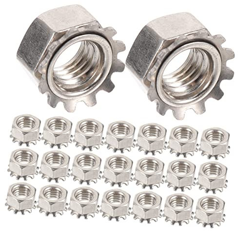 OUNONA 50piezas Contratuercas Hexagonales Con Arandela Dentada Acero Inoxidable Alta Resistencia