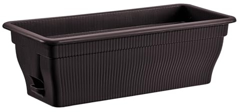 BURI Blumenkasten Balkonkasten mit Wasserspeicher 100/80/55 cm - Blumentopf wetterfest Pflanzkasten mit Einsatz aus UV-beständigem Kunststoff terrakotta, Dunkelbraun (Dunkelbraun, 55cm)