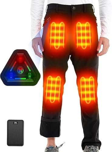 CYCYHEAT Beheizbare Hose für Herren mit 16000mAh Akku und 4-in-1 Steuerung – wasserdichte Thermohose für Wandern (DE/NL/SE/PL, Alphanumerisch, M, Regular, Regular, Schwarz)