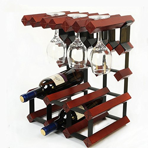Weinregal Freistehendes Weinfass aus Holz zum Aufhängen von 6 Flaschen Weinregalständer für 6 Weingläser Holzschrank aus Metall und Stahl Flaschenhalter-Organizer im Vintage-Stil Weinschrank