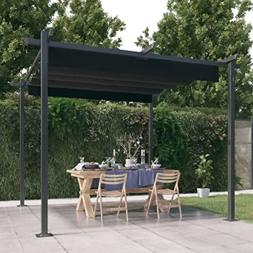 PURADAY Gazebo con tetto allungabile, 3 x 3 m, antracite, gazebo da giardino, pergola, terrazzo, Berdachung, autoportante, per riunioni di famiglia e diversi utilizzi