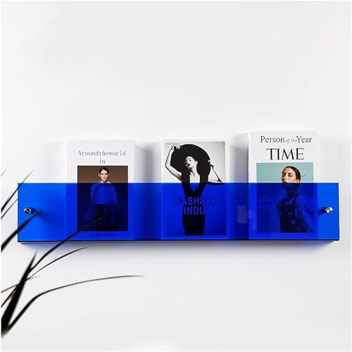 Zeitschriftensammler aus Acryl, Stehkorb für Bücher, Zeitungen, Wohnzimmer, Badezimmer, Büro, Kinderzimmer, Heimdekoration, 5 mm dick (Farbe: Blau, Größe: L 99 x B 5 x H 15 cm)