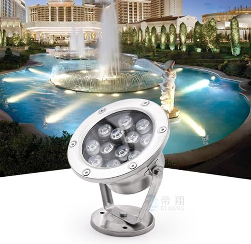 QICBYING Faretti LED Esterno - Luce da Pavimento, Luci A LED Subacquee Ad Angolo Regolabile A 360°, Luce da Laghetto 12V, Luci Sommergibili in Acciaio Inossidabile Impermeabili IP68(Red,18W(12v))