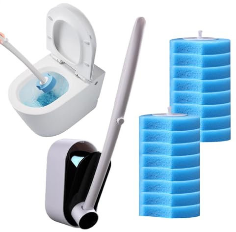 Toilettenschüsselbürste mit Nachfüllungen, Kalkentferner, Badezimmerfleckenbürste mit 16 Zauberstab-Reiniger-Nachfüllpackungen für Küchenspüle