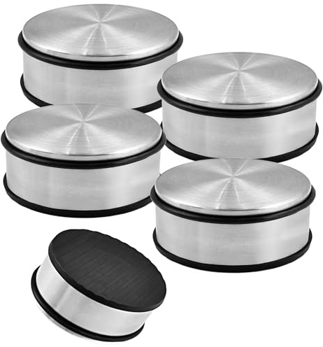 4er Set Türstopper Edelstahl massiv - Schwerer Türstopper Boden 1,2 Kg/Stk., Door Stopper im modernen Design versehen mit Gummiring zum Schutz der Türen