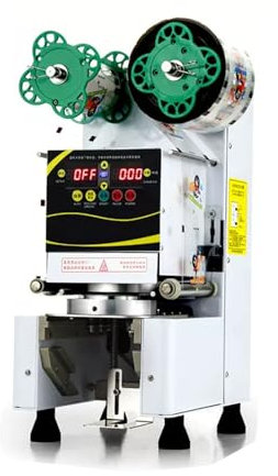 Machine à sceller les gobelets à thé en papier plastique, scelleuse automatique de gobelets, scelleuse électrique pour bar ou magasin de thé au lait,White