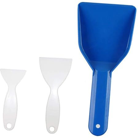Cabilock Palas Para Hielo Domésticas Versátiles 3 Piezas (pequeña Blanca, Mediana Blanca, Grande Azul) De Abs Práctico Para Descongelar y Retirar Cubos De Hielo Cocina Del Hogar