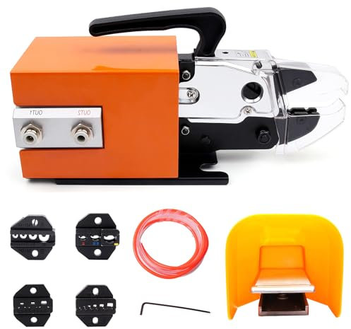 HZWMQDLF Máquina crimpadora neumática para terminales de Cables, Herramienta crimpadora neumática con 4 Juegos de Matrices y Pedal, crimpadora neumática para hasta 16 mm² de Varios terminales