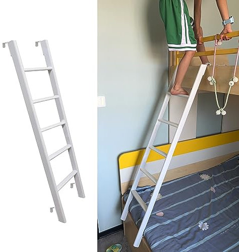 GAOXIONG Scala per Letto a Castello Bianca, Scala in Metallo a 4/5 gradini per soppalco dormitorio, Camper, Scala sospesa per Letto a Castello con Ganci, Scala di Salita da 45/51/55/59 Pollici