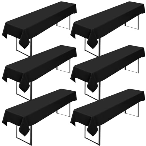 6 Stück Biertisch Tischdecke,für 50-70 cm Tischbreite, Schwarz Biertisch Biertischhussen Bierzeltgarnitur Rechteckige Tischdecken Waschbar 100x250cm für Gartenbankett-Gartenmöbel