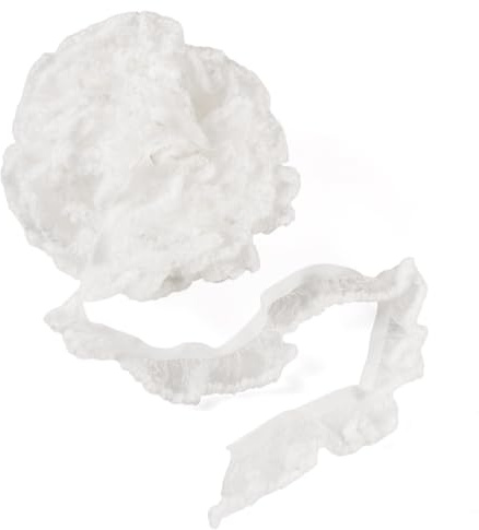 Spritewelry Cinta de encaje elástica de 5 m, color blanco, plisada, con volantes, para manualidades, manualidades, decoración de boda