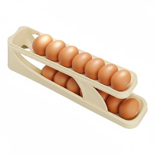 Ziyonix 2 Plantas Hueveras para Frigorífico, Almacenamiento Huevera, Bandeja Rodante para Huevos, Portahuevos Soporte Capacidad para 12-15 Huevos