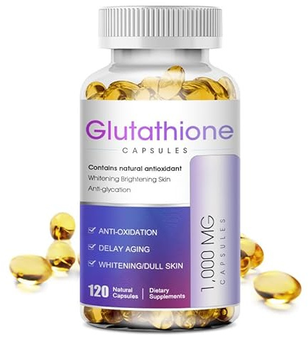 Nuevo Glutathione 1000mg cápsulas suaves -120 cápsulas | Suplemento antioxidante | Ingredientes naturales sin OGM