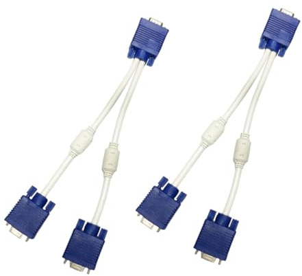 Homoyoyo 2 pièces Adaptateur Vga Entrée Sorties Câble Répartiteur Vidéo Double Sortie Miroir Écran pour Moniteur PC Portable