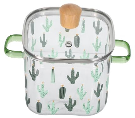 TOYANDONA Pentola in Vetro Borosilicato 2300 Ml con Doppia Impugnatura e Coperchio Trasparente Resistente al Calore per Pasta Ramen e Stufati Adatta a Fornelli Vari e Cucina Domestica