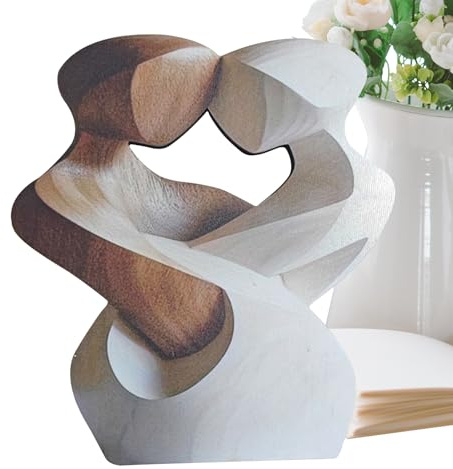 Figurina coppia astratta realizzata mano in 2D | Scultura astratta legno coppia | Ornamento credenza con statue intagliate mano | Decorazioni tavolo coppie con silhouette artistica per soggiorno