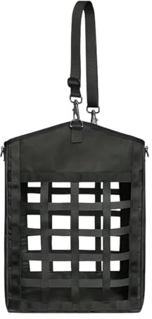 PciDinFo Red de para Caballo con Bolsa de Plegable Y Correa Ajustable Nailon Reforzado Y Fácil Acceso Superior Adecuada para Alimentar Caballos Oveja, Negro