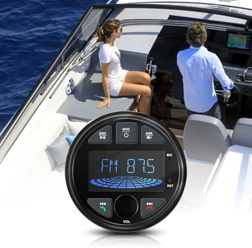 Radio Coche para Barco, Bluetooth Radio Marina Impermeable Pantalla LCD 3 | Estéreo Marino 3 Reproductor MP3 con FM/AM USB AUX, Estéreo Digital para Vehículo/Todoterreno/Carro de Golf/ ATV/UTV/Sauna