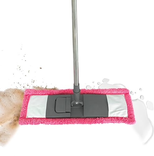 Mopa para Suelos de Madera,Mango telescópico con paño de Repuesto | Fregona Larga Plana para Limpieza de Suelos - para Madera, Laminado, baldosa, Ventanas, Cocina, baño, salón