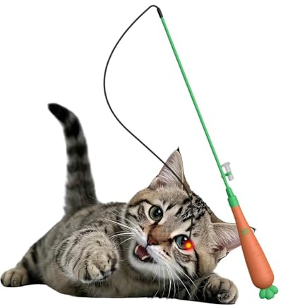 lekfull kattfiskespö med , kattleksak med morothandtag, för träning efter måltid, tristess förebyggande, mental stimulering, hemmabruk