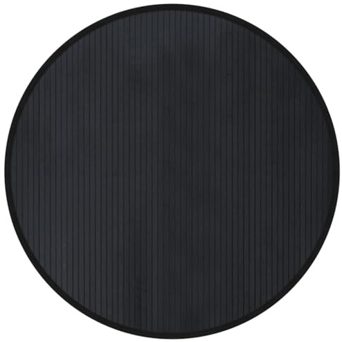 Heofavd Teppich Rund Schwarz 100 cm Bambusteppich - Moderner Bambusmatten Naturteppich für Wohnzimmer, Esszimmer und Flur - Langlebige Holzmatte Naturfaser rutschfest
