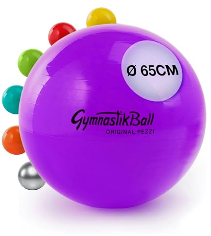 PEZZI Gymnastikball Standard Sitzball | Sitzball aus robustem PVC, belastbar bis 400 kg, für Therapie, Sport und Büro