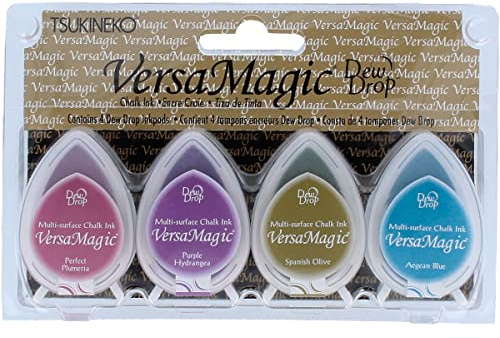 Tsukineko VGD100-002 VersaMagic Jewel Box Stempelkissen, 4-teiliges Set, Synthetic Material, Mehrfarbig, 14.3 x 9.2 x 2.4 cm
