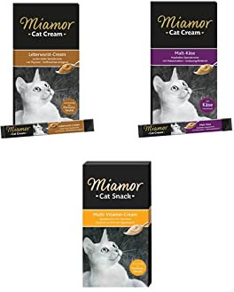 Finnern 2X Miamor cat Snack Multi-Vitamin Cream Leberwurst Malt-Käse 6x15g (23,89 €/kg)