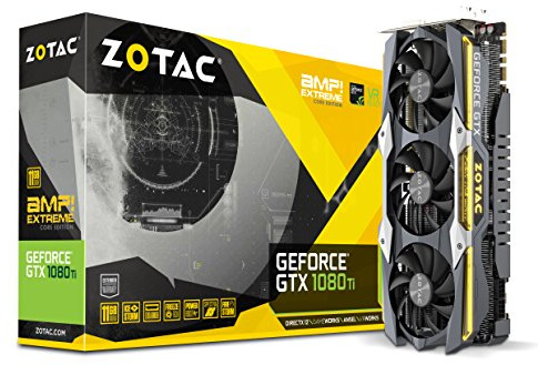 ZOTAC GeForce GTX 1080 Ti 11GB AMP! Extreme Core Grafikkarte (NVIDIA GTX 1080 Ti, 11GB GDDR5X, 352bit, Base-Takt 1607 MHz, Boost-Takt 1721 MHz, 11,2 GHz)