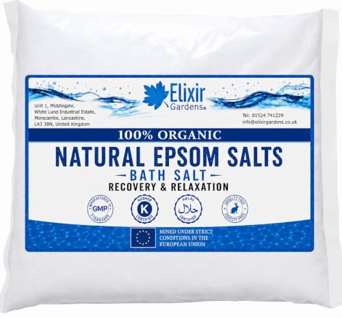 Elixir Gardens Epsom Salts 100% Organic FCC Food Grade Genuine Naturally OCCURING Medical Grade Various Sizes 5kg - 25kg | 10kg, Bag | Mined in Germany