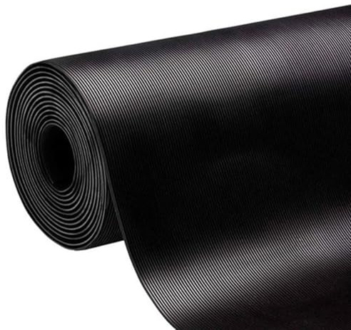 etm - Revêtement de Sol en Caoutchouc antidérapant - Tapis de Sol Usage Industriel - Protection amortissante Contre Les Chocs et l'usure pour Zones de Chargement - Fein gerippt, Noir 100x700 cm, 3mm