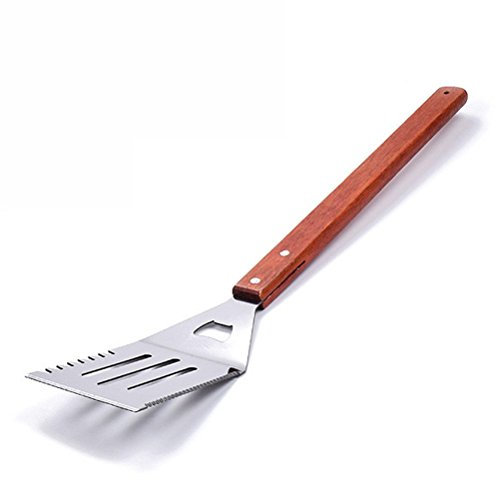OUNONA Spatola da Barbecue in Acciaio Inox Metallo Grigliato Paletta Fritta per Hamburger Bistecca Pesce Griglia Grande BBQ Manico in Legno Utensili da Cucina Accessori
