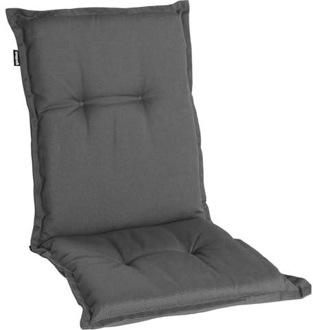 Homeoutfit24 Gartenstuhlauflagen Niedriglehner, 4er Set, Grau | Extra Dick 8 cm, Oeko-TEX, UV-beständig, Made in EU, Outdoor Auflagen für Gartenstühle