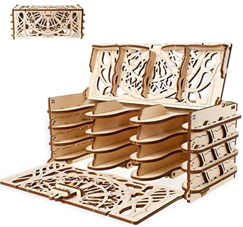 UGEARS 70068 3D Modellbausatz Brettspiele Kartenhalter - Card Holder Spielkartenhalter Holz Karten Halter für 12 Kartenpakete - Holzbausatz Kartenspiele für Erwachsene Modellbau Set Spielezubehör