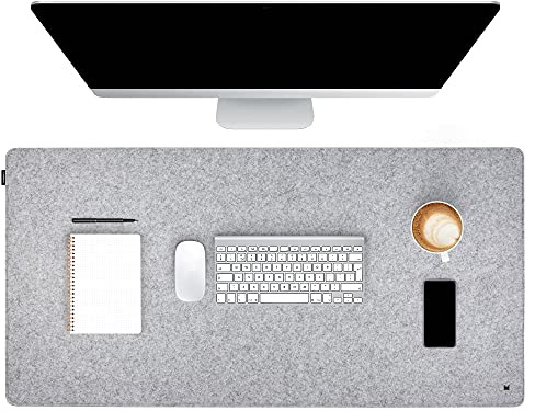 FORMGUT Schreibtischunterlage Filz, Laptop Unterlage, Desk Mat (90x30 cm - Hellgrau) - Mauspad XXL, Unterlage Schreibtisch Unterlegmatte, Tischunterlage