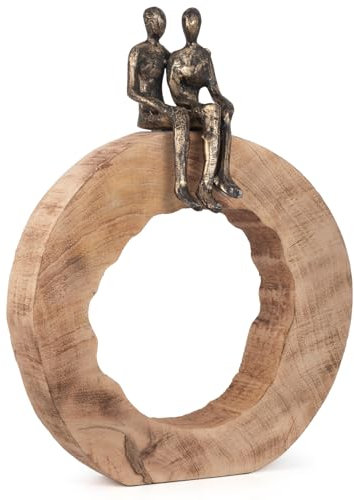 Moritz Escultura Be Together I 39 x 28 x 7 cm I negrodorado I Decoración de madera Metal para colocar de pie, artículo decorativo de madera I Decoración moderna I Decoración de escritorio Decoración