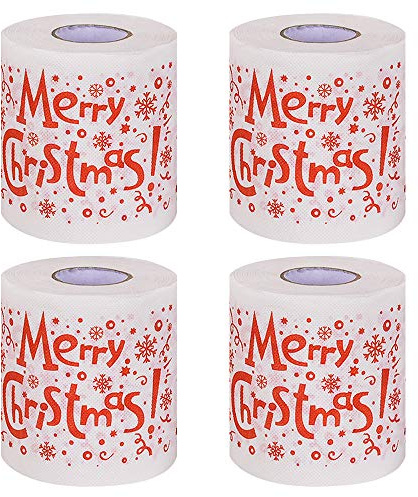 Lot de 4 rouleaux de papier toilette pour Noël, thème de Noël, pour la maison, le bain, le papier toilette humoristique, la lettre de Noël, la décoration de Noël, la décoration de fête, les cadeaux