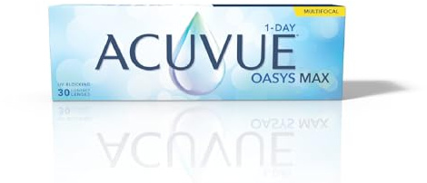 ACUVUE OASYS MAX 1-Day MULTIFOCAL Tageskontaktlinsen – 30 Gleitsichtlinsen für den Nah-, Zwischen- und Fernbereich – Tageskontaktlinsen mit -4.00 dpt und BC 8.4 – UV Schutz & angenehmes Tragegefühl