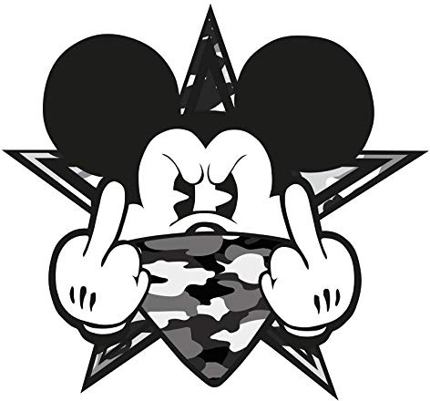 2 Stück Aufkleber Gangster Mouse Sticker Autoaufkleber Maus Stinkefinger Mittelfinger für Auto Tankdeckel Heckscheibe Laptop Kühlschrank R109 (Nr. 4 Schwarz Weiß)