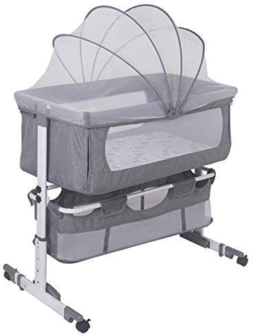 beistellbett, baby bettchen, höhenverstellbar, beweglich, Aufbewahrungsfunktion, mit einem Moskitonetz