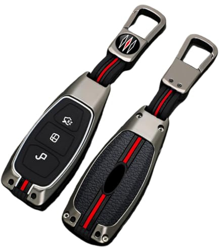 Happyit Zinklegierung + Silikon Autoschlüssel Hüllen für Ford Fiesta Focus Mondeo Kuga Flucht Falcon Galaxy Fusion Mustang Explorer Edge Escort Mk3 Mk4 Ranger 3 Tasten