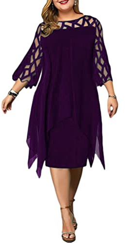 Minetom Donna Vestiti Elegante Manica Lunga Paillettes Vestito da Cerimonia Cocktail Abito da Sera Partito Abiti al Ginocchio