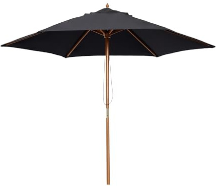 Outsunny Parasol de jardin extérieur parasol droit double toit Hexagonal Grande Taille de Jardin Ø 2,5 x 2,3H m Bois de Bambou Noir