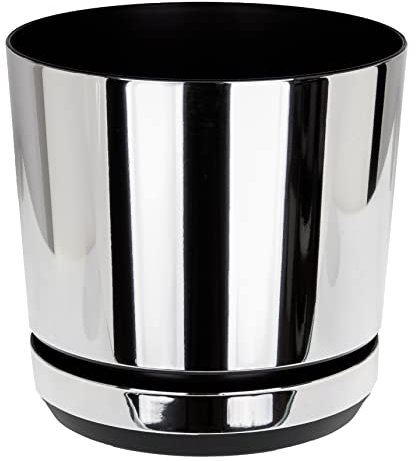 KORAD Mirror Indoor Plant Pots with Drainage Holes and Saucer| Modern Decorative Plastic Flower Pots for Houseplants| 6 Sizes & 25 Colors| Round Planters for Indoor Plants, Succulents & Herbs-(16 cm)